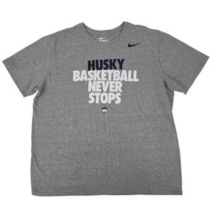 Nike UConn Huskies Basketball Shirt Mens XXL Gray Athletic Cut Graphic Tee NCAA
